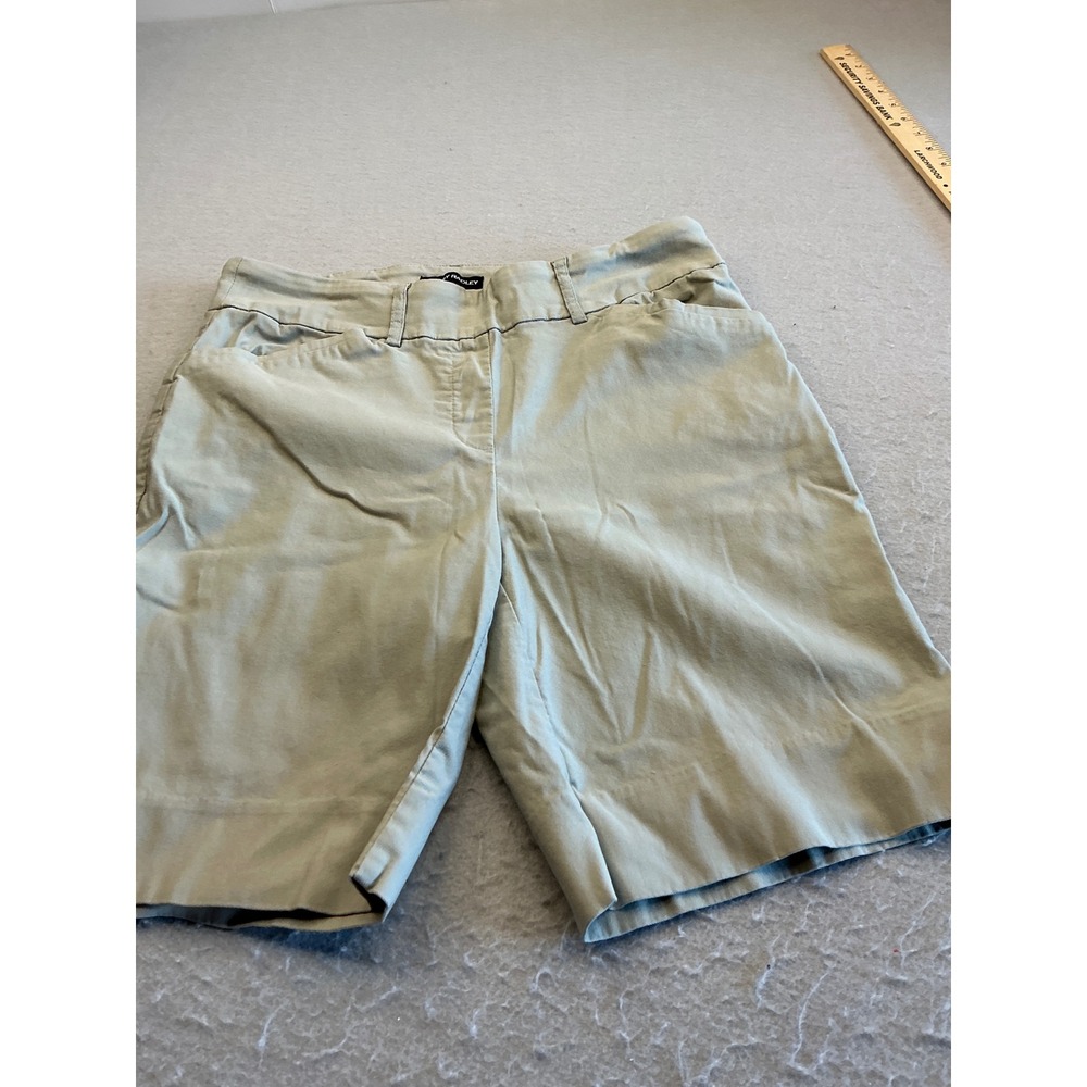 Hilary Radley Bermuda Shorts Khaki Tan Stretch Rayon Blend Size Medium Casual